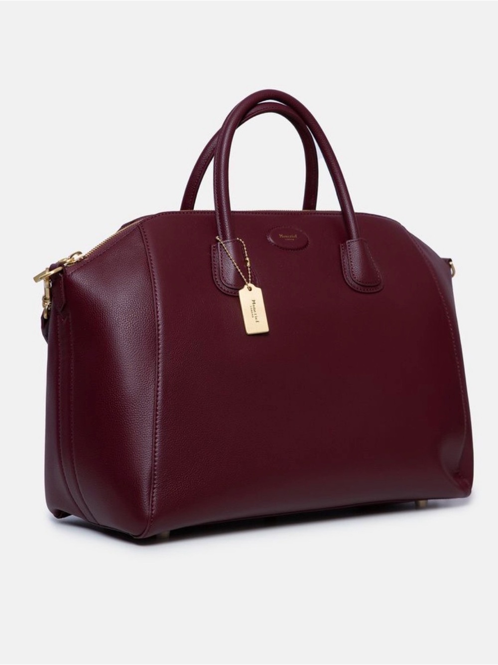 Moncrief “Stephanie” Structured Leather Satchel in Deep Burgundy - Picture 2 of 14